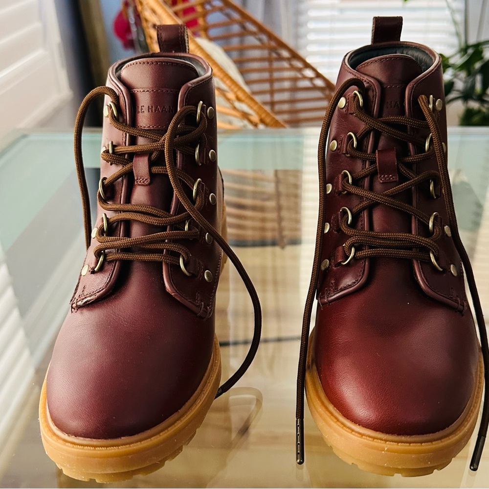 Cole Haan Brown Ankle Boots - Briana Grand Lace-Up Hiker Boot